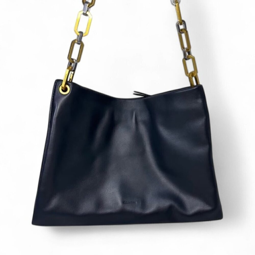 ALL SAINTS Bettina Leather Chain Shoulder Bag Black NWOT - Picture 10 of 16